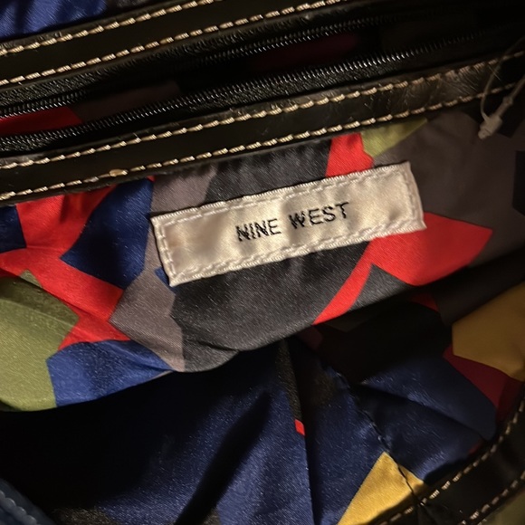 Nine West Large Classic Two Handle Blue Tote Style Handbag Purse - Picture 5 of 7